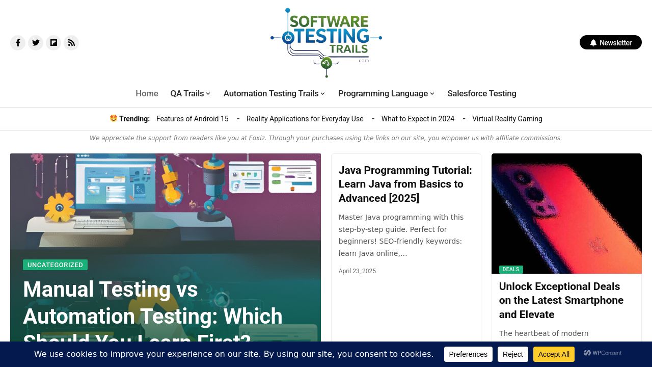 Screenshot of Softwaretestingtrails.com