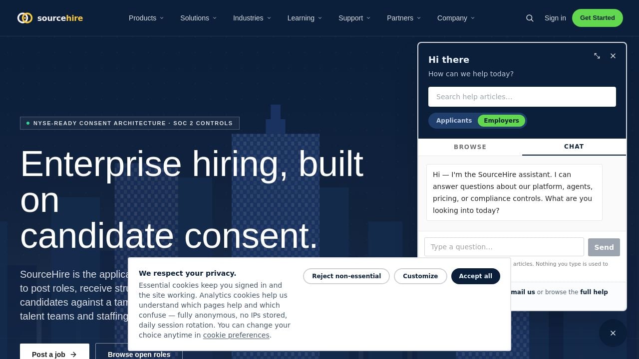 Screenshot of Sourcehire.app