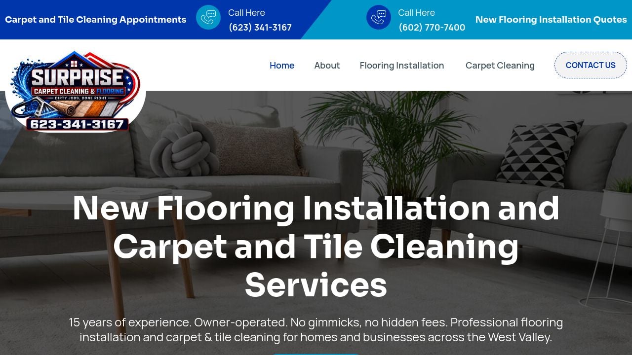 Screenshot of Surprisecarpetcleaningandflooring.com