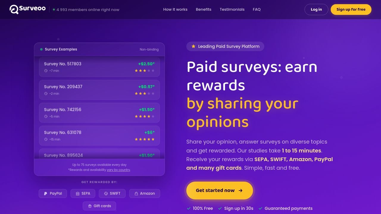 Screenshot of Surveoo.com