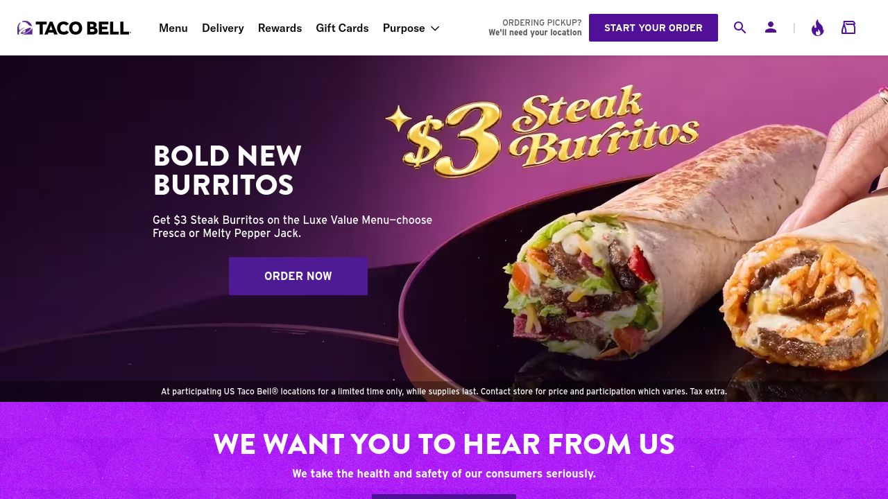 Screenshot of Tacobell.com