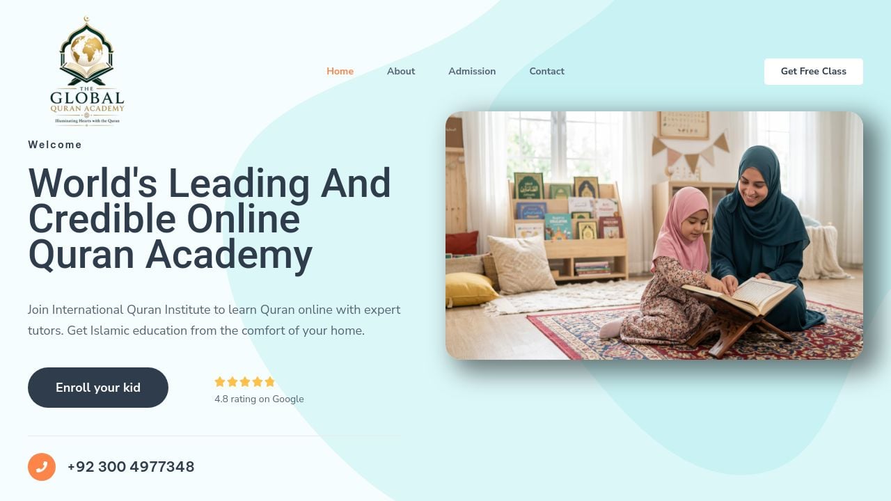 Screenshot of Theglobalquranacademy.com