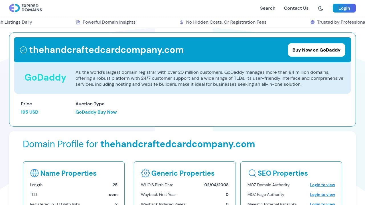 Screenshot of Thehandcraftedcardcompany.com