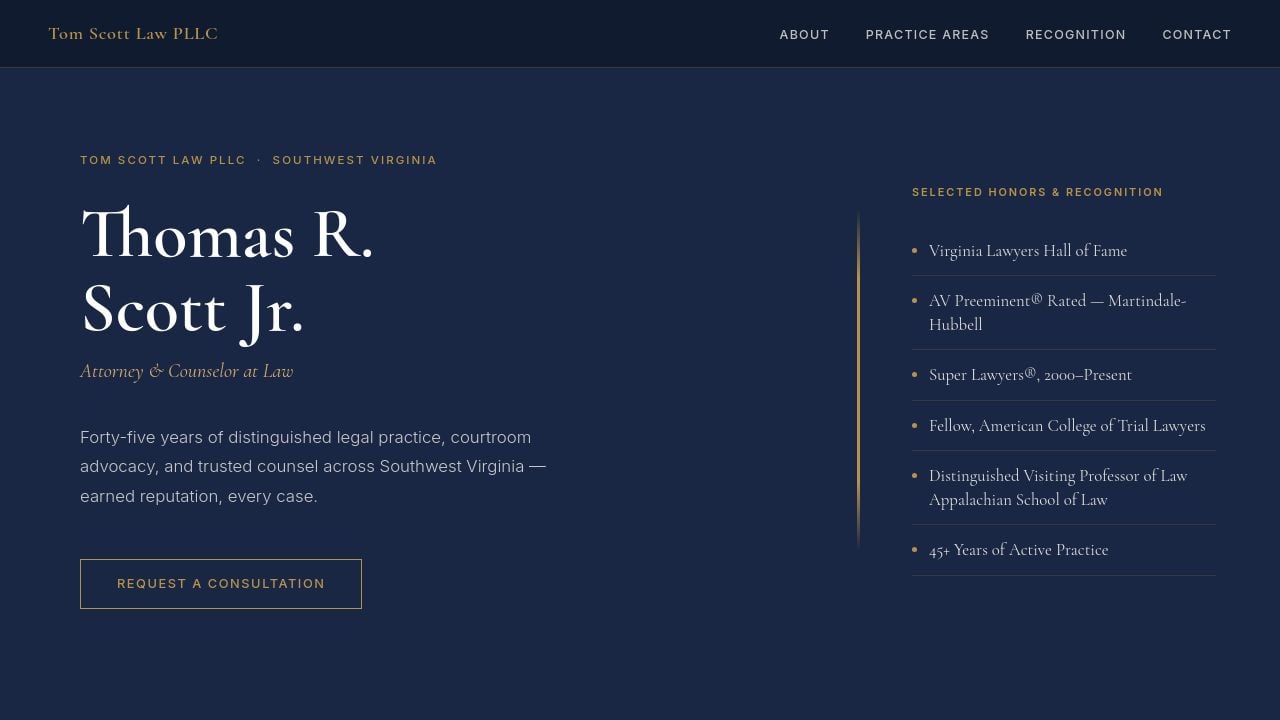 Screenshot of Tomscottlawpllc.com