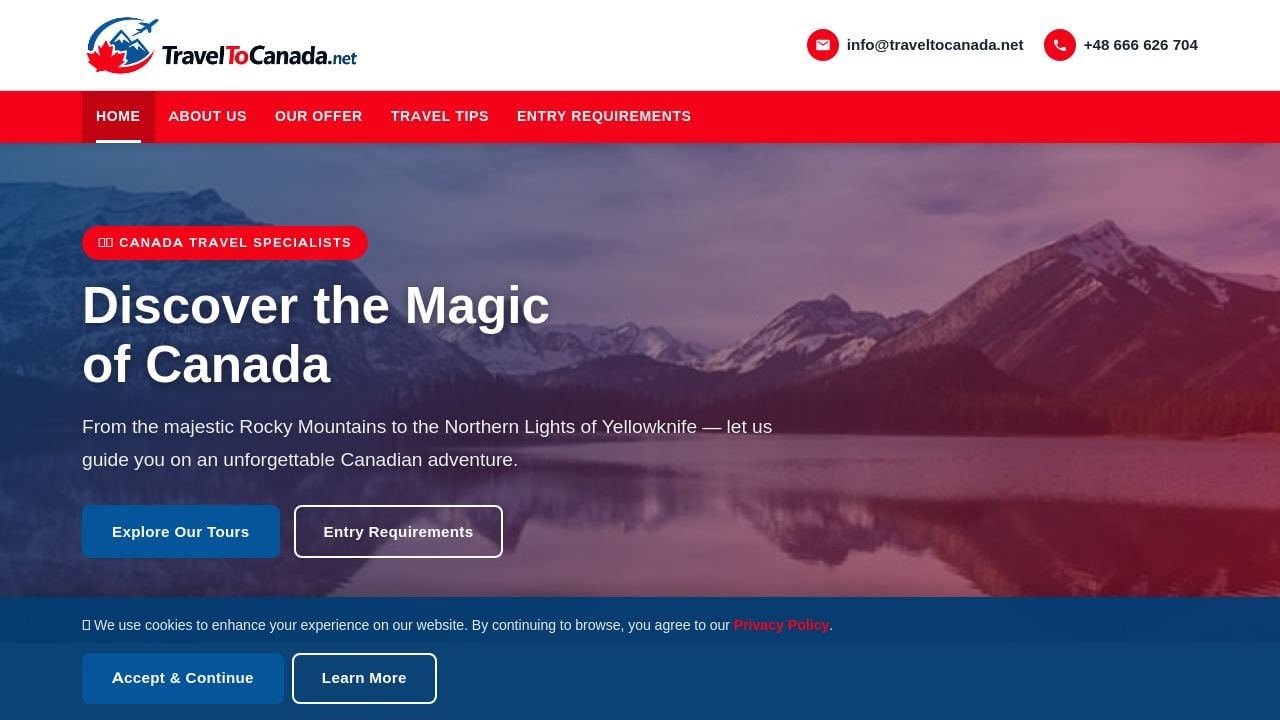 Screenshot of Traveltocanada.net