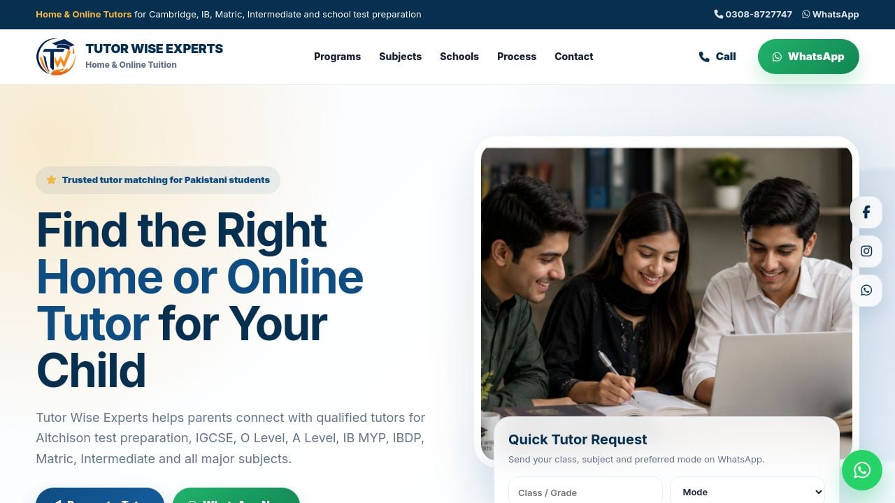 Screenshot of Tutorwiseexperts.com