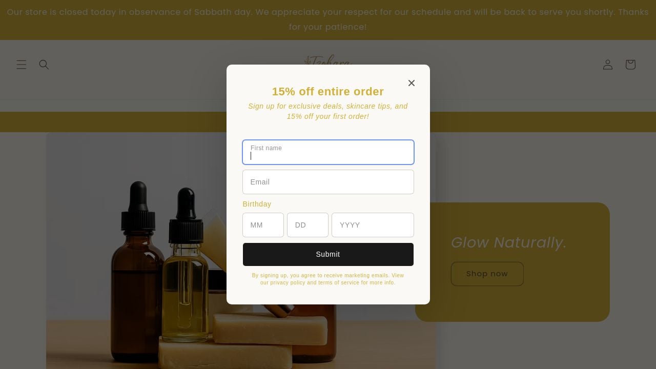 Screenshot of Tzoharanaturals.com
