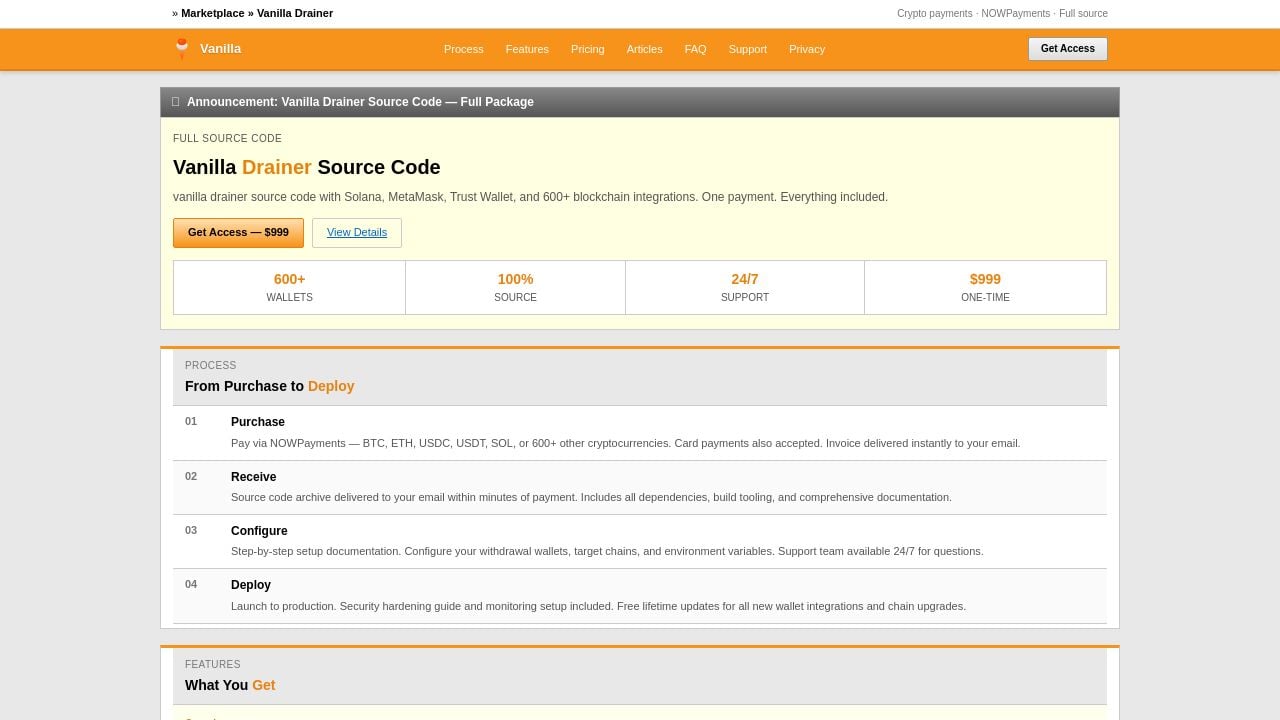 Screenshot of Vanilladrainer.com