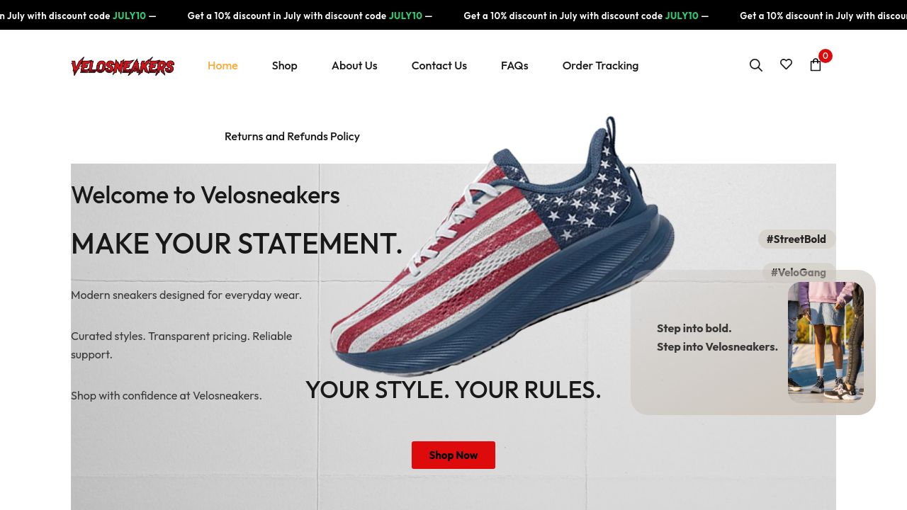 Screenshot of Velosneakers.com