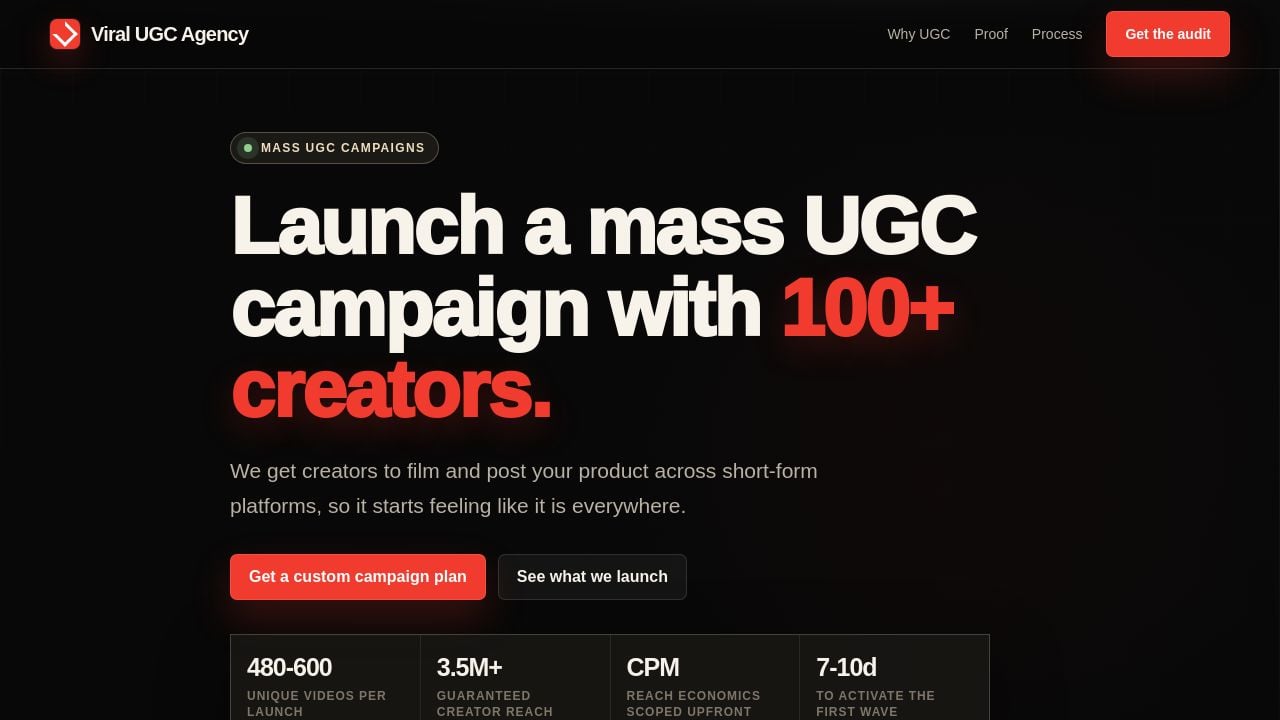Screenshot of Viralugcagency.com