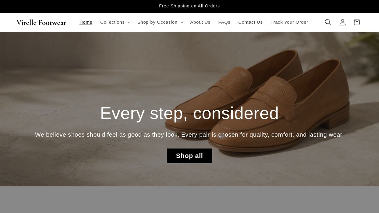 Screenshot of Virellefootwear.com