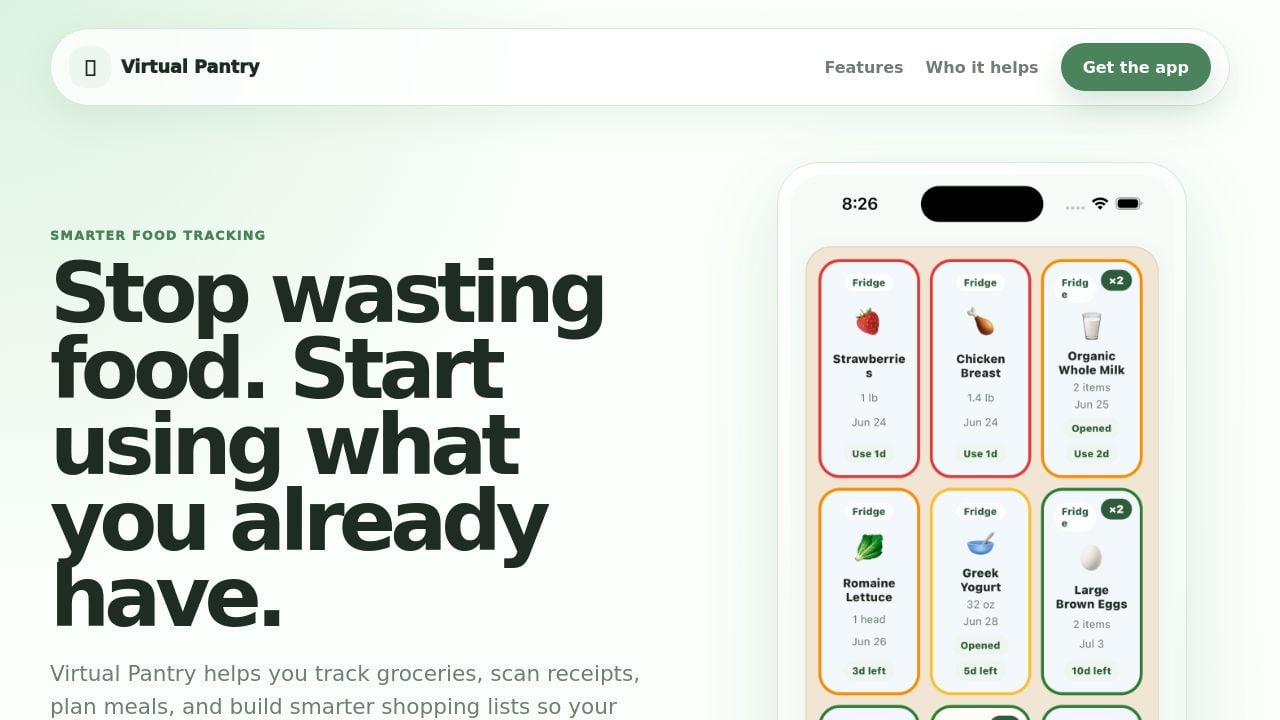 Screenshot of Virtual-pantry.com