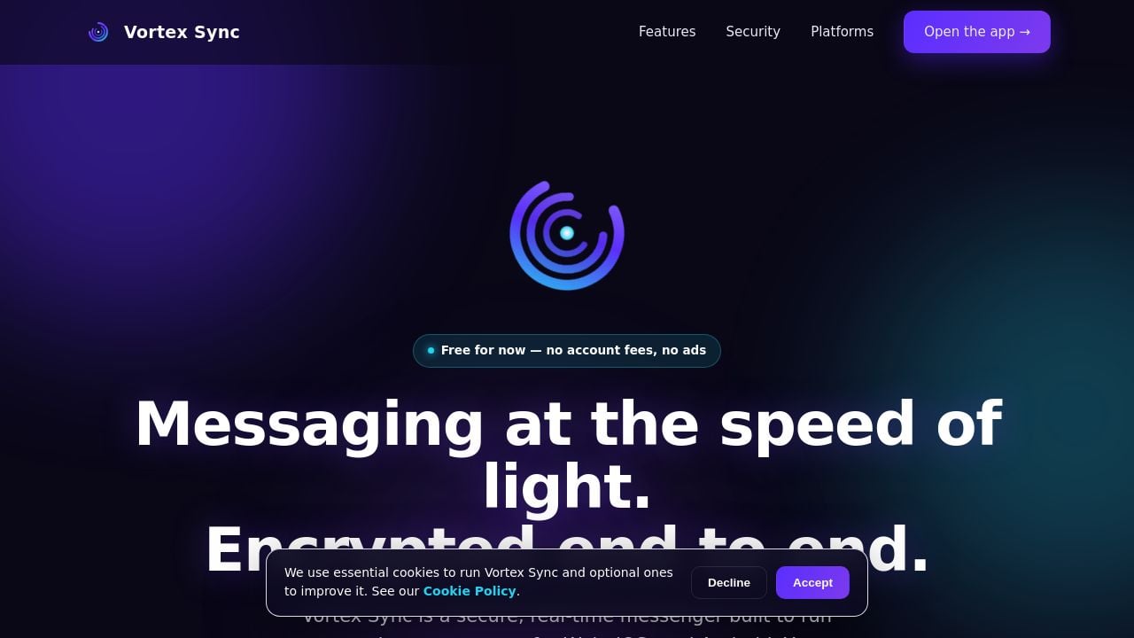 Screenshot of Vortexsync.app