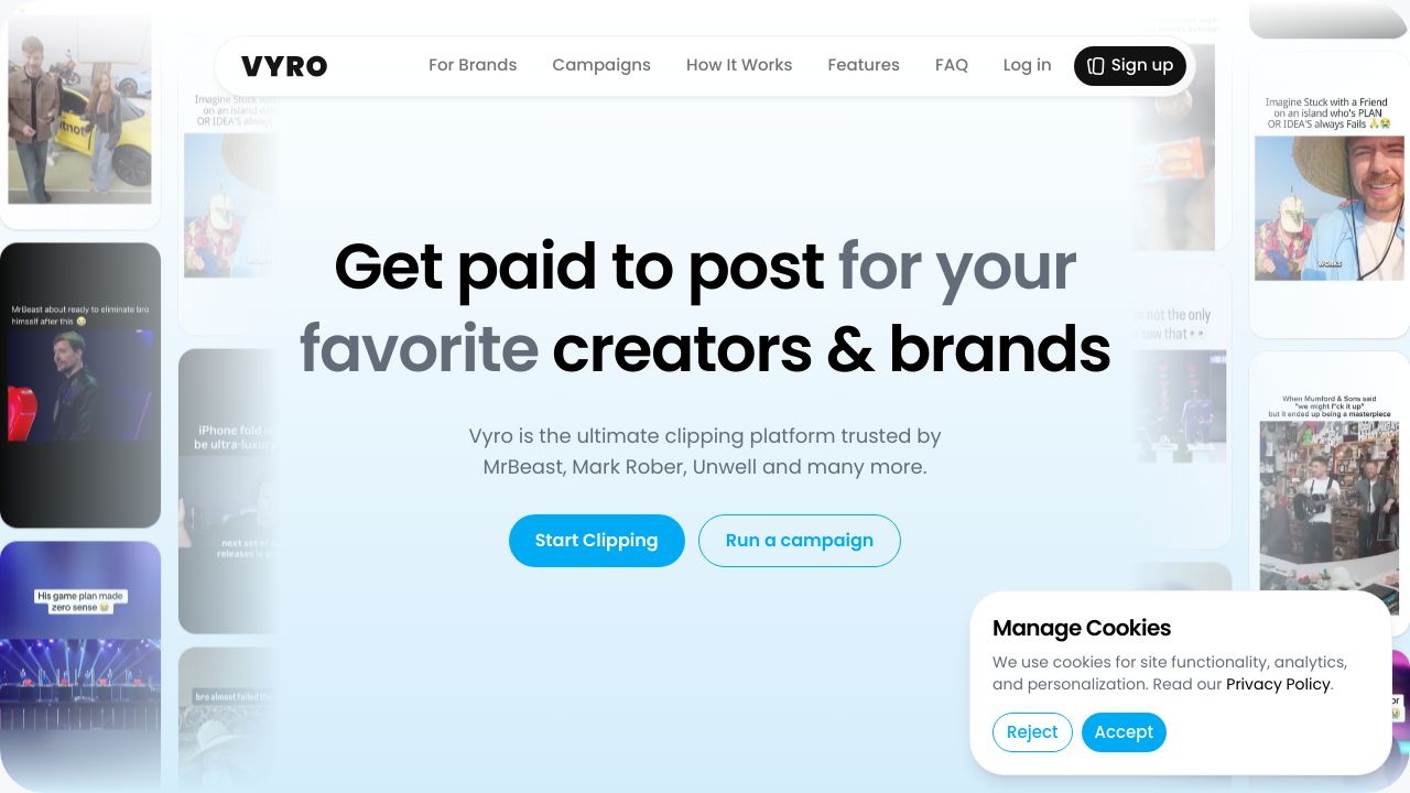 Screenshot of Vyro.com