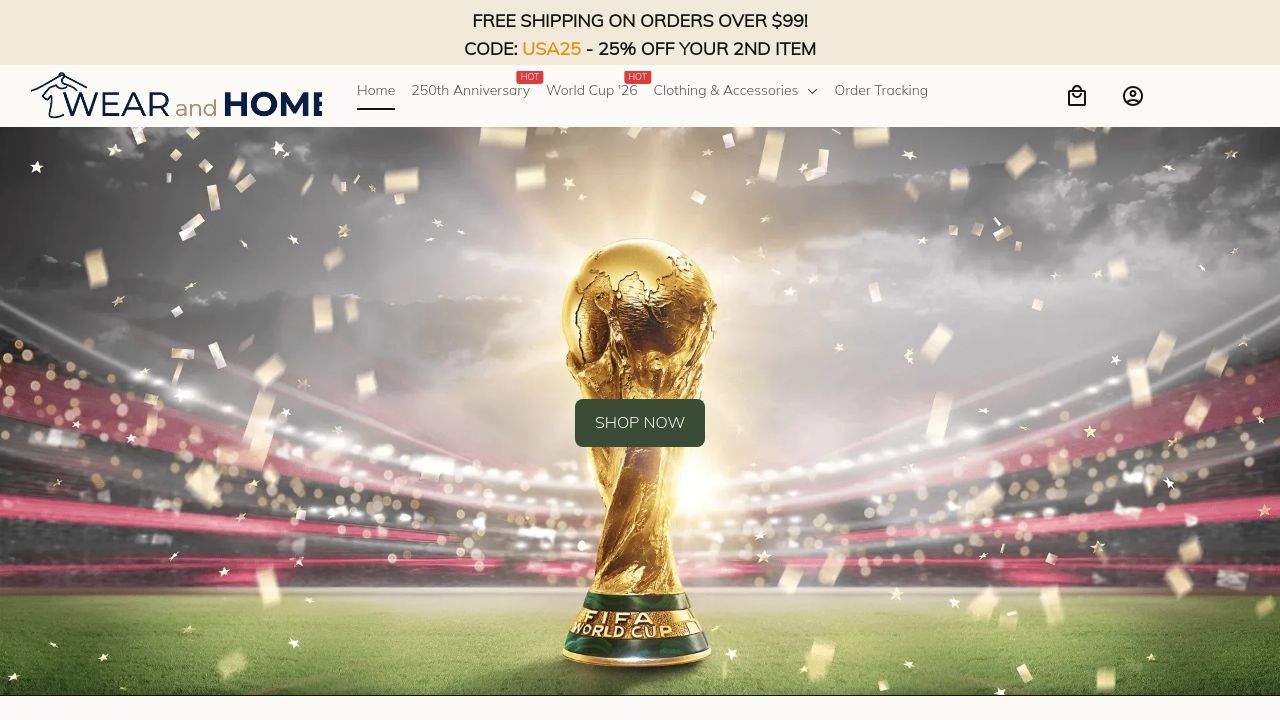 Screenshot of Wearandhome.com