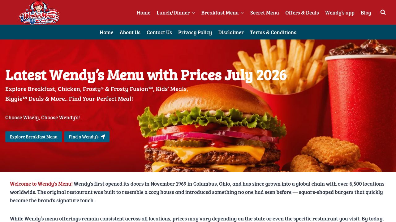 Screenshot of Wendymenuusa.com