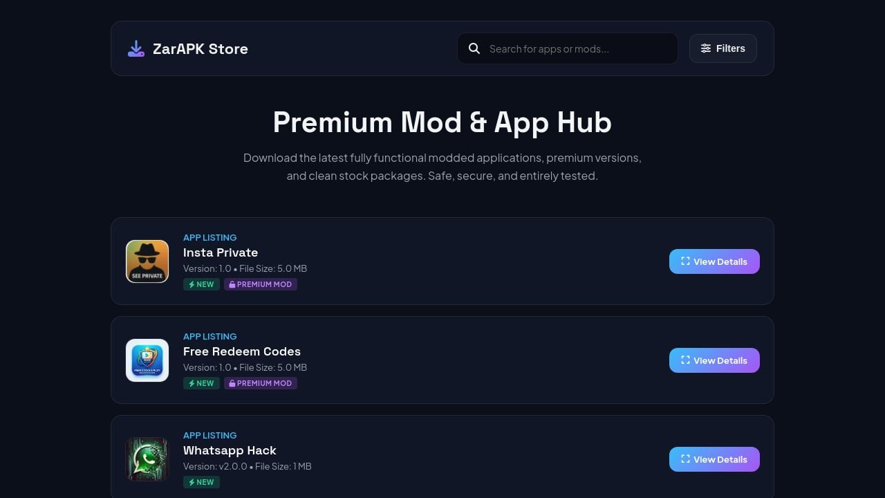 Screenshot of Zarmod.com