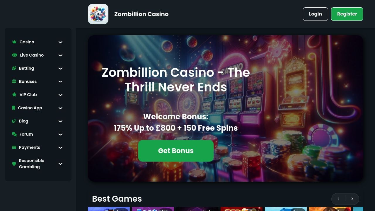 Screenshot of Zombillions.net