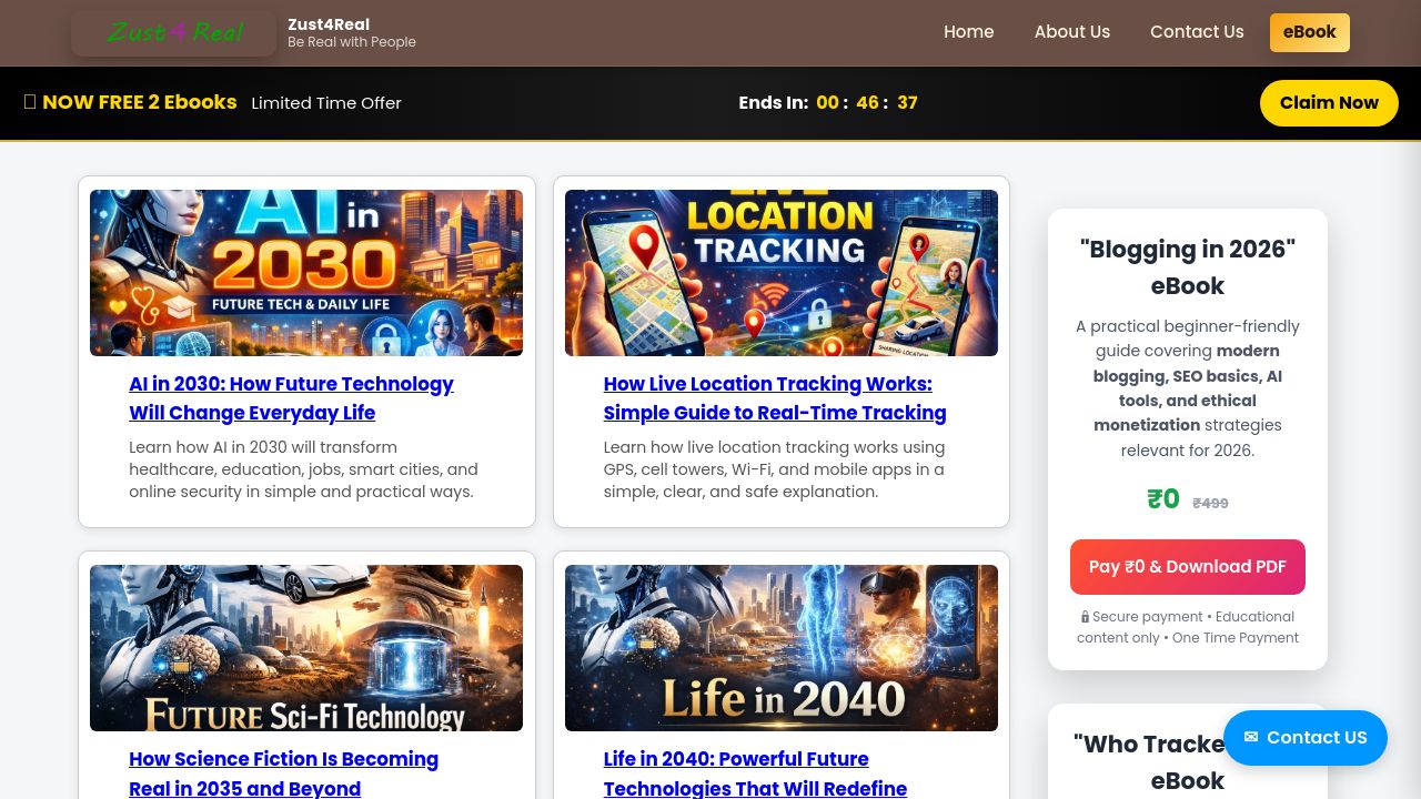 Screenshot of Zust4real.in