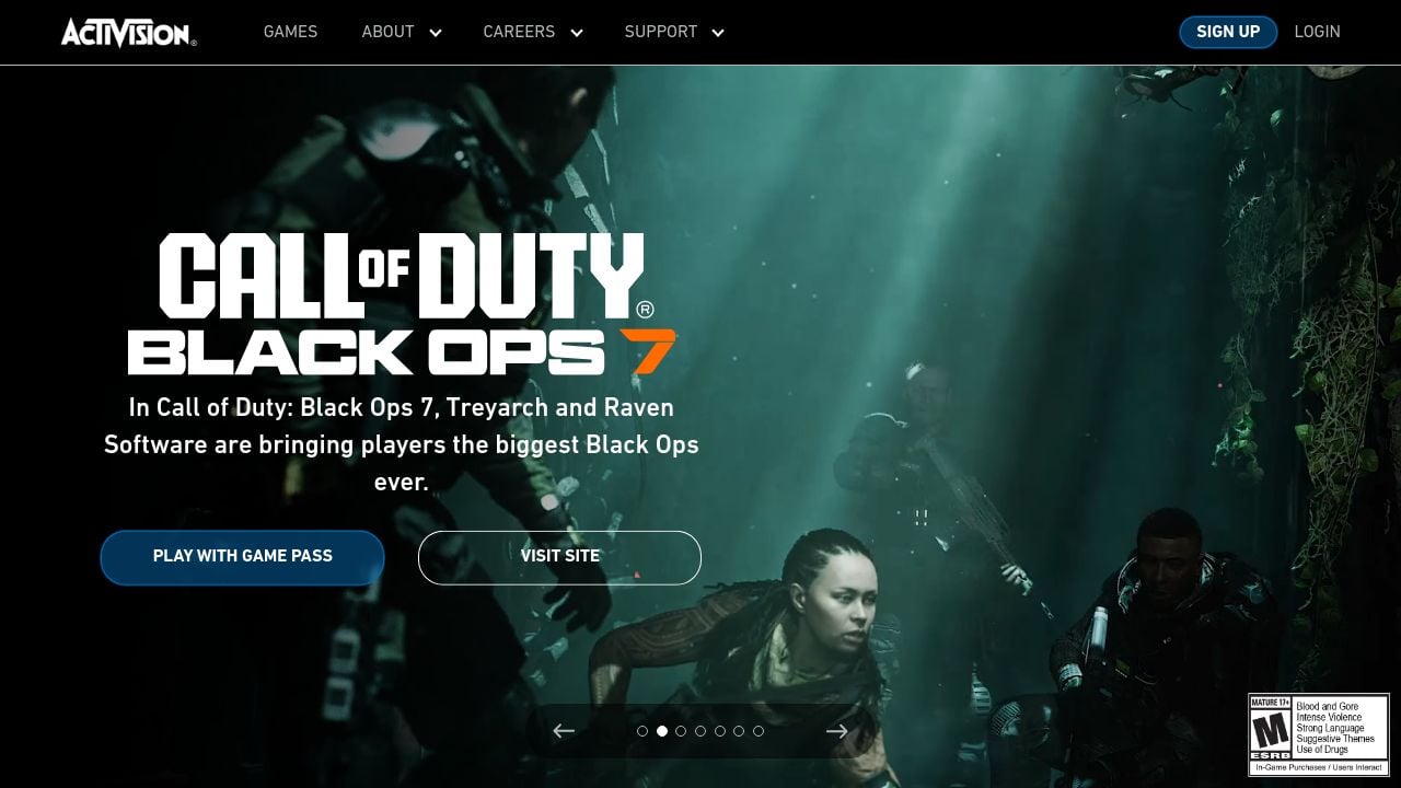 Screenshot of Activision.com