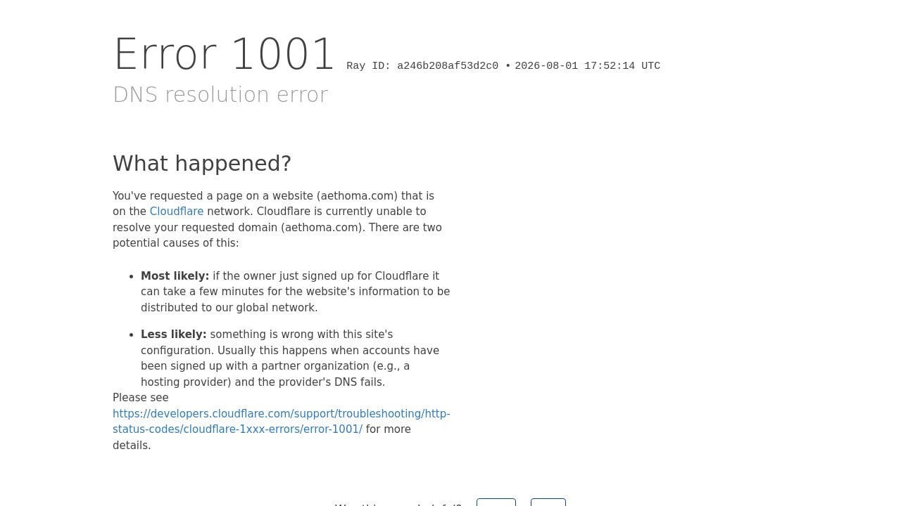 Screenshot of Aethoma.com