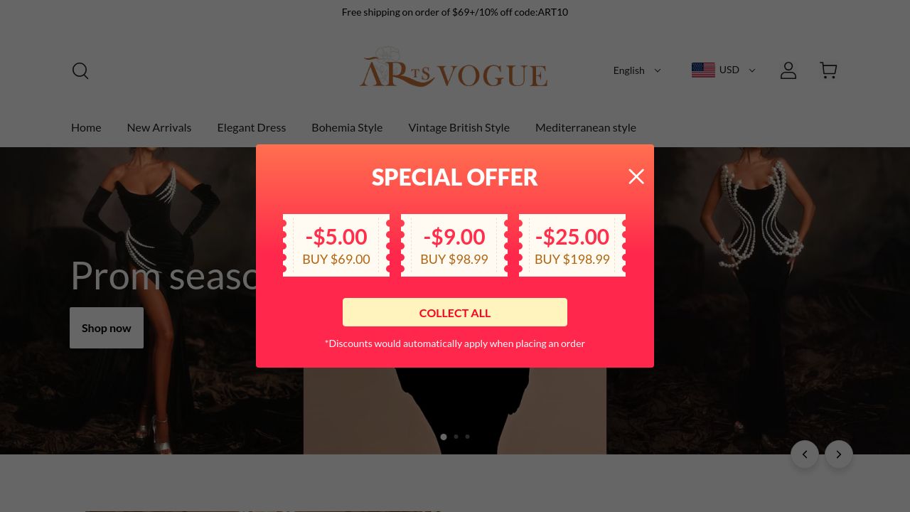Screenshot of Artsvogue.com