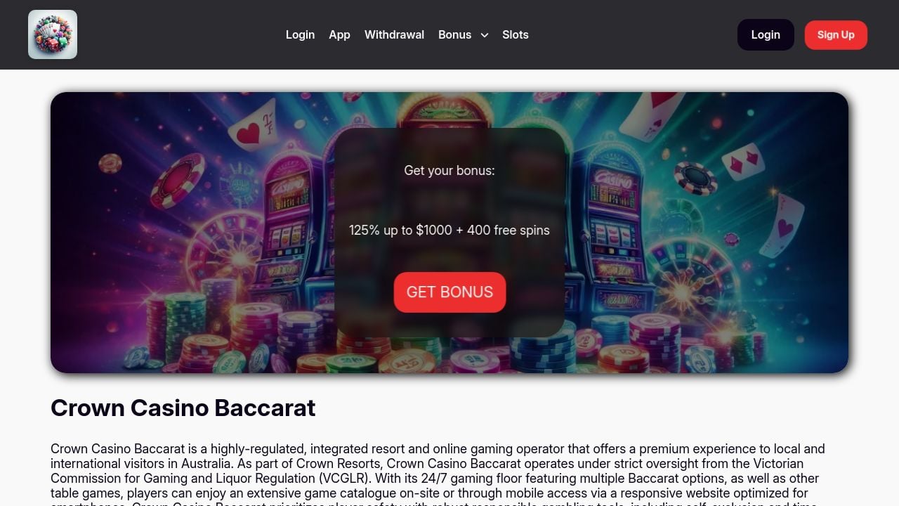 Screenshot of Baccaratcrown.com