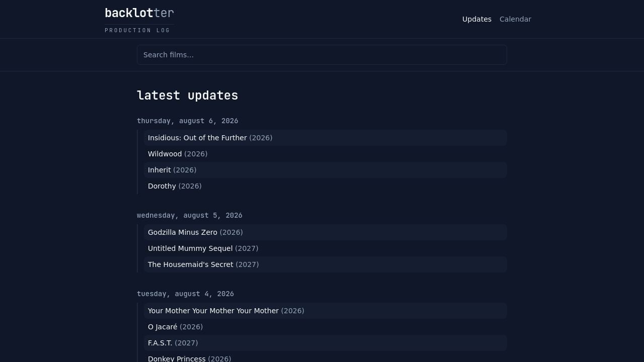 Screenshot of Backlotter.com