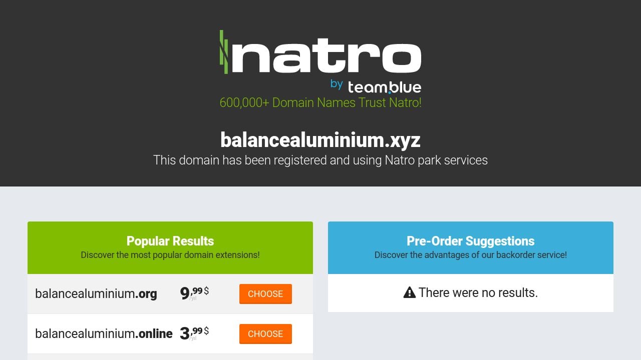 Screenshot of Balancealuminium.xyz