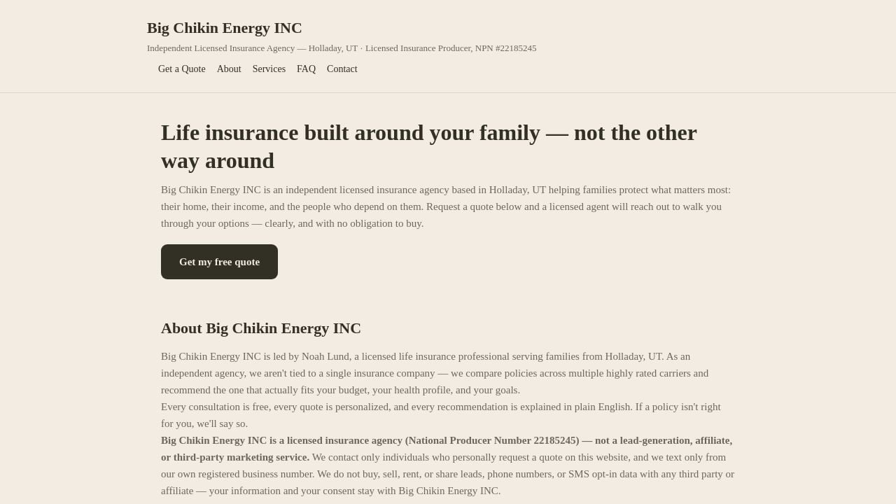 Screenshot of Bigchikinenergyagent.com
