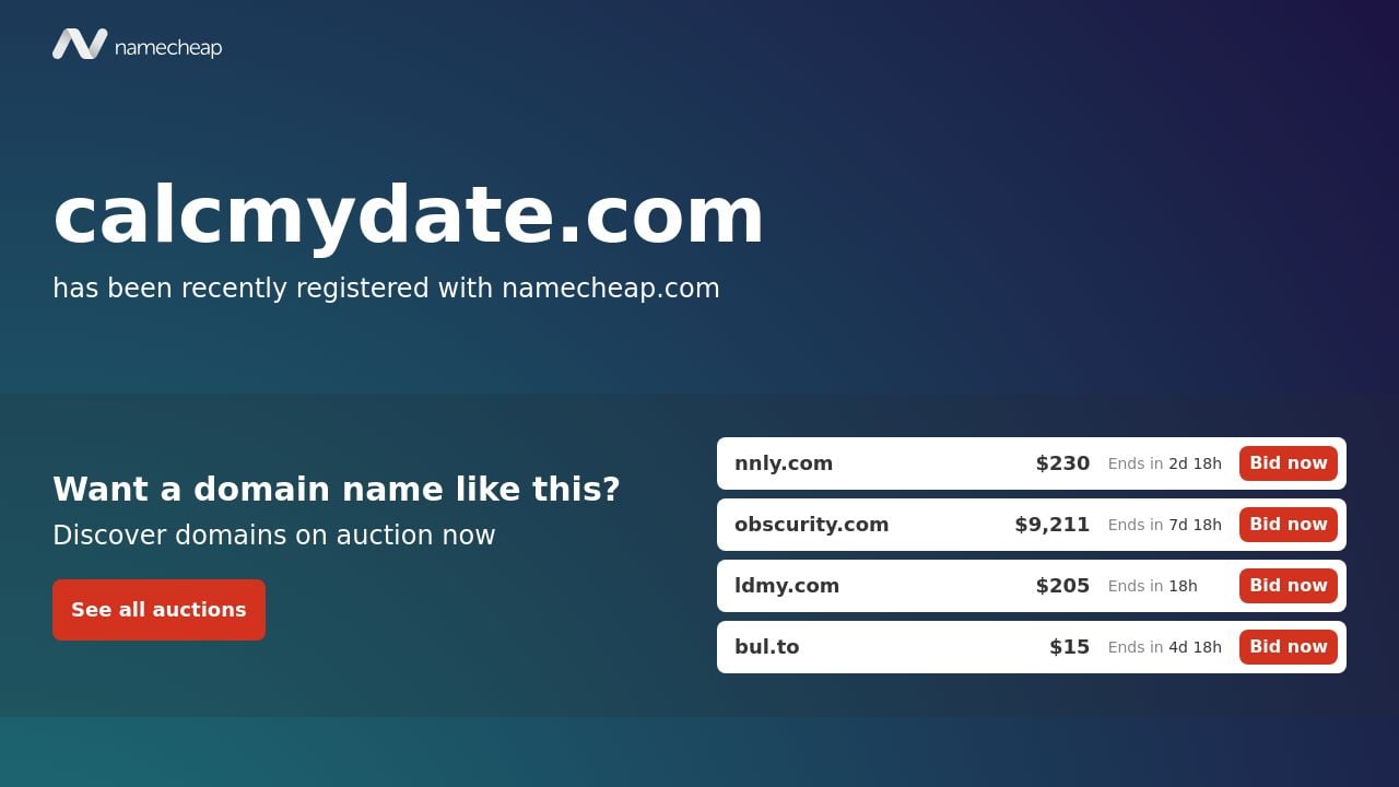 Screenshot of Calcmydate.com