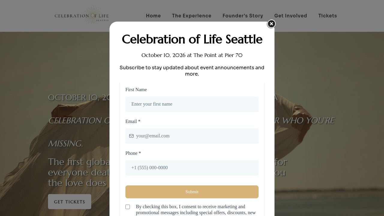 Screenshot of Celebrationoflifeseattle.com