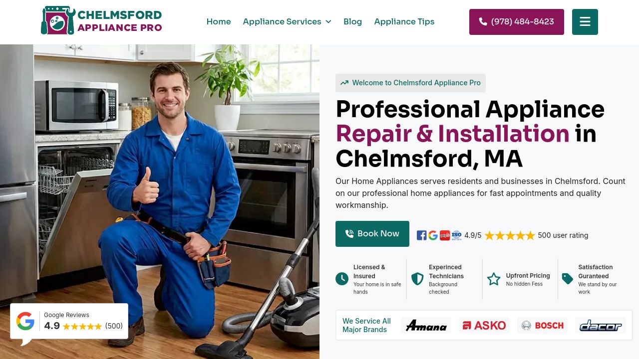 Screenshot of Chelmsfordappliancepro.com