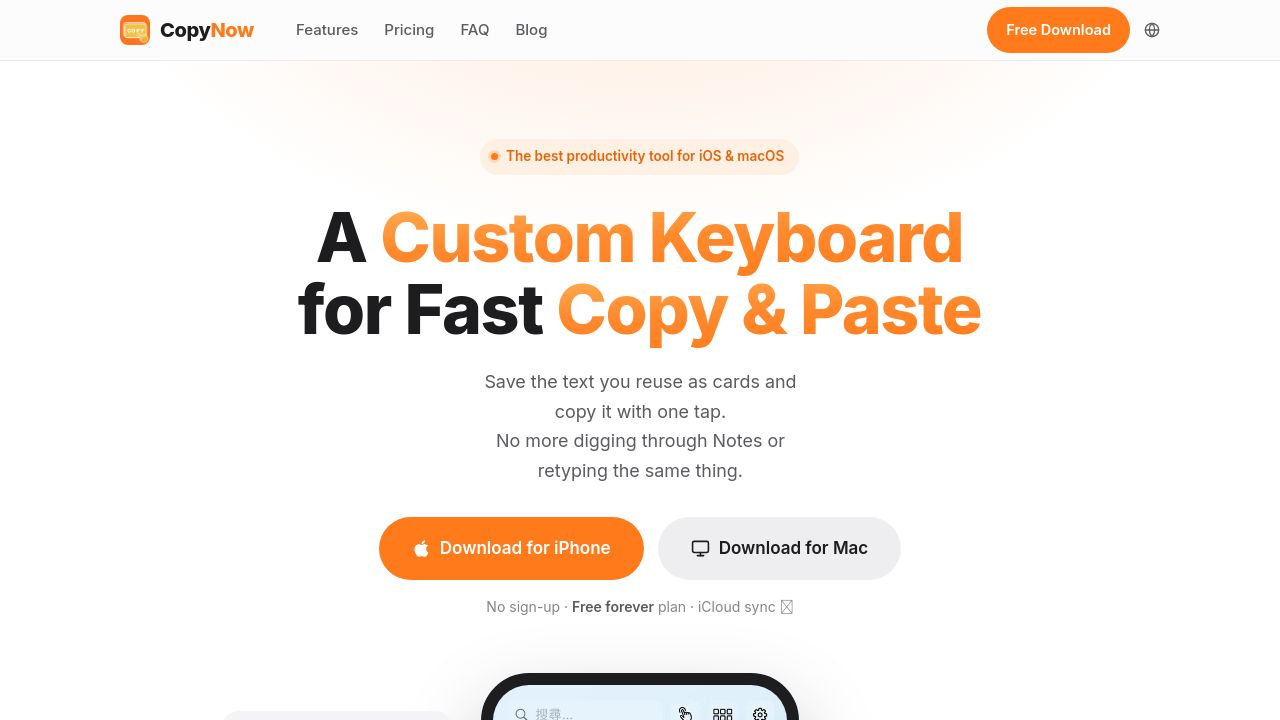 Screenshot of Copynow.app