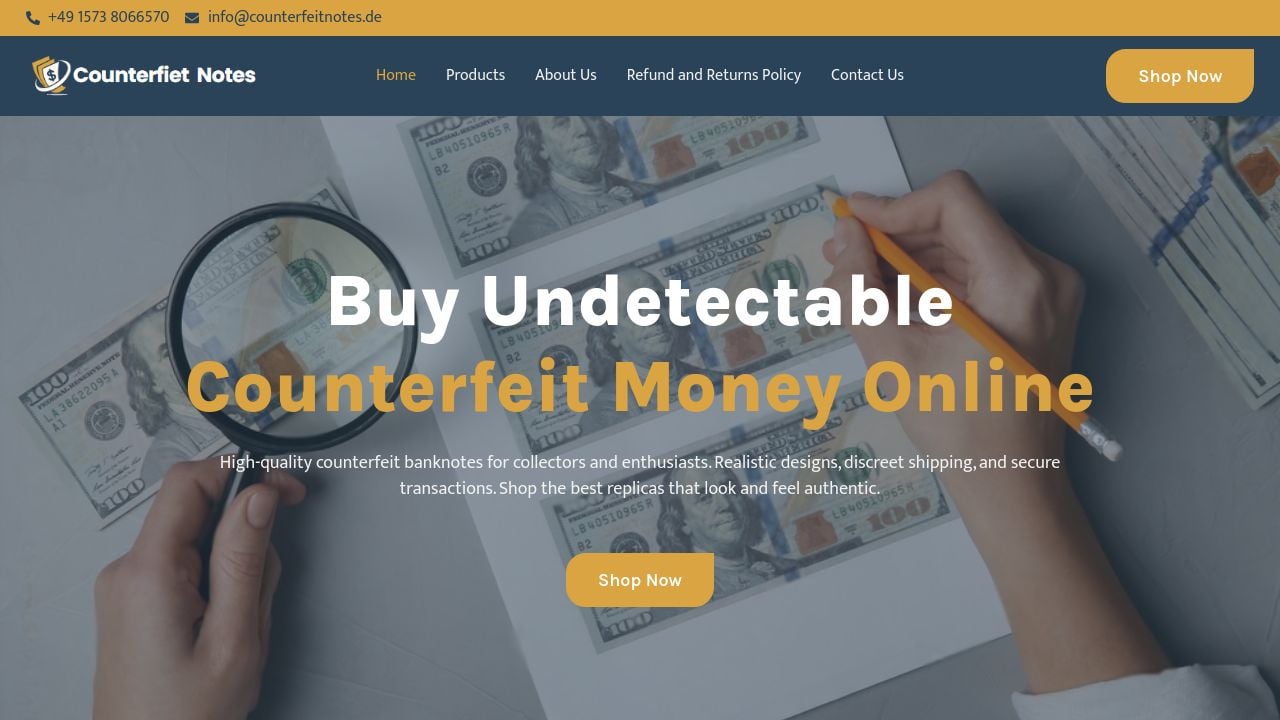 Screenshot of Counterfeitnotes.de