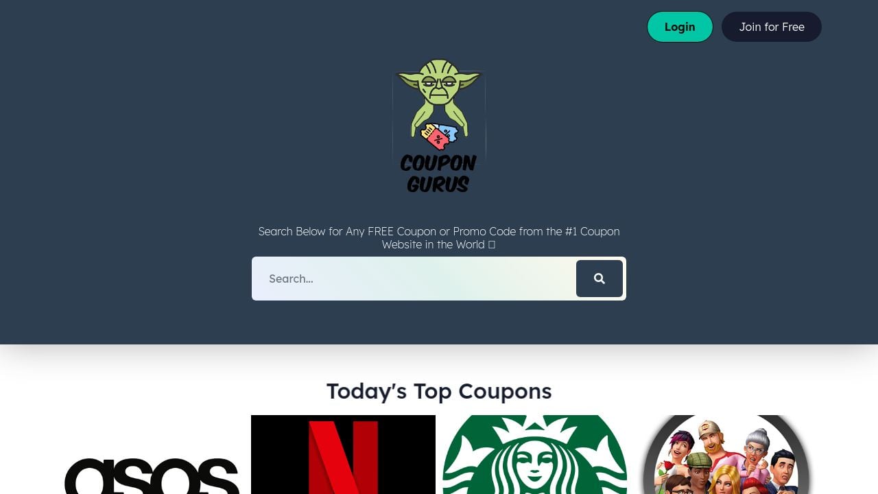 Screenshot of Coupongurus.org