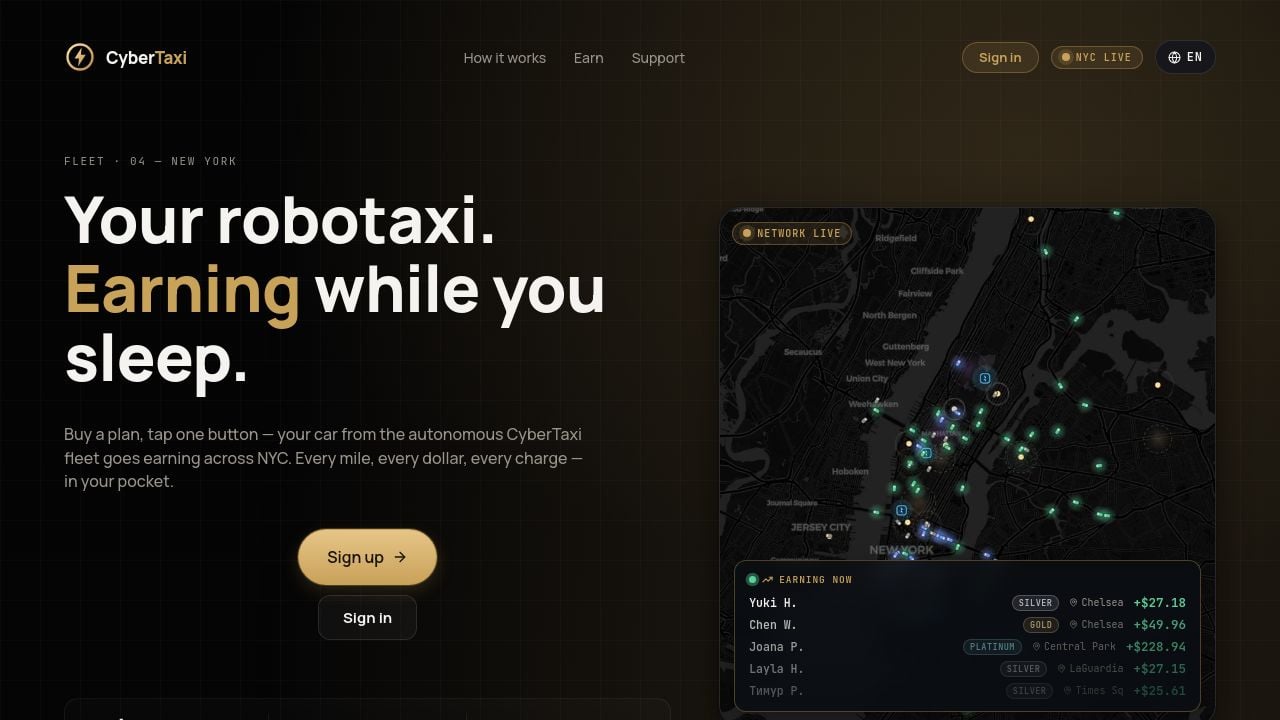 Screenshot of Cybertaxi.finance