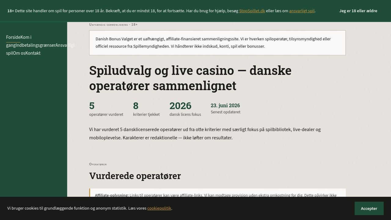 Screenshot of Danishbonusvalget.com