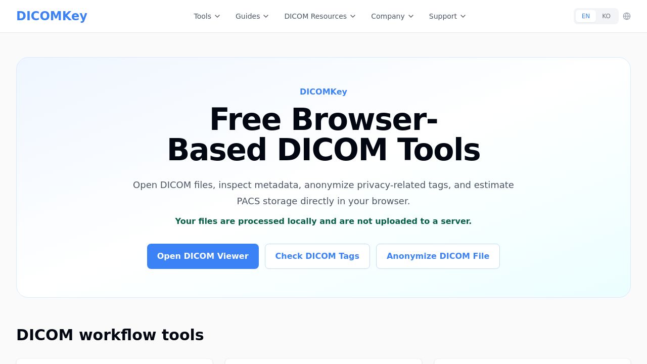 Screenshot of Dicomkey.com
