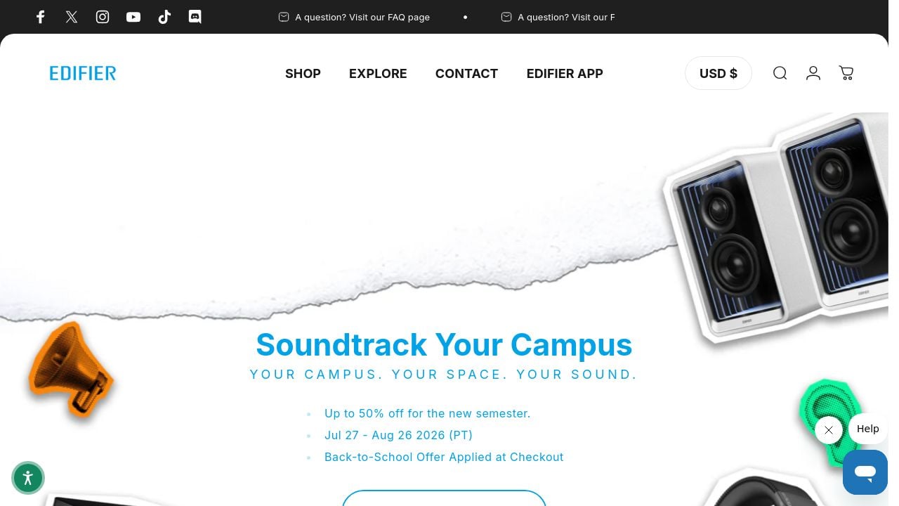 Screenshot of Edifier.com