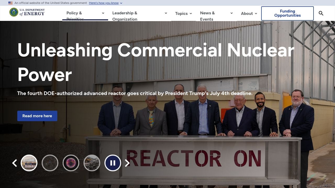 Screenshot of Energy.gov