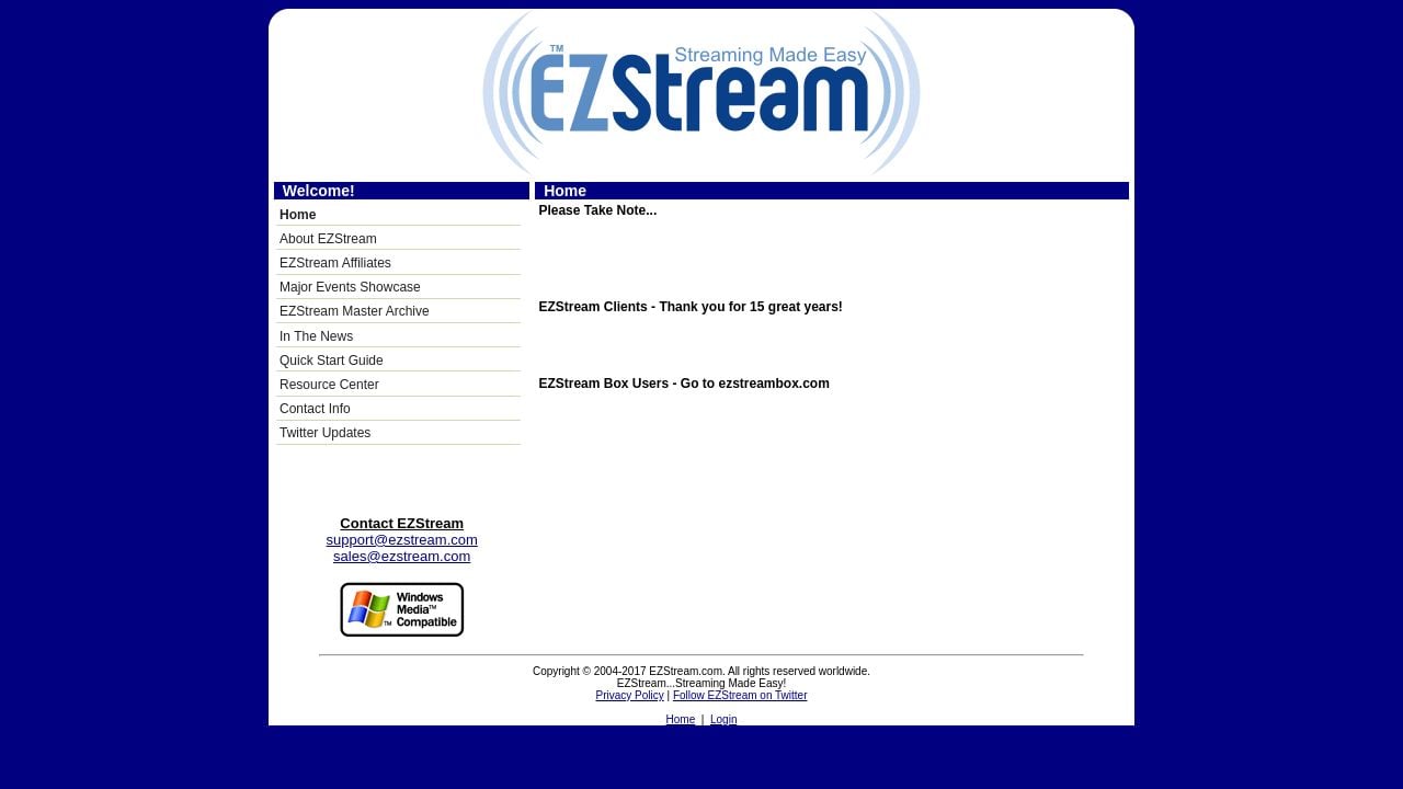 Screenshot of Ezstream.com