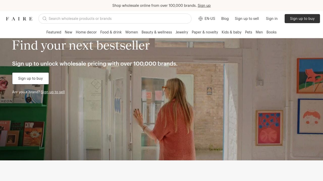 Screenshot of Faire.com