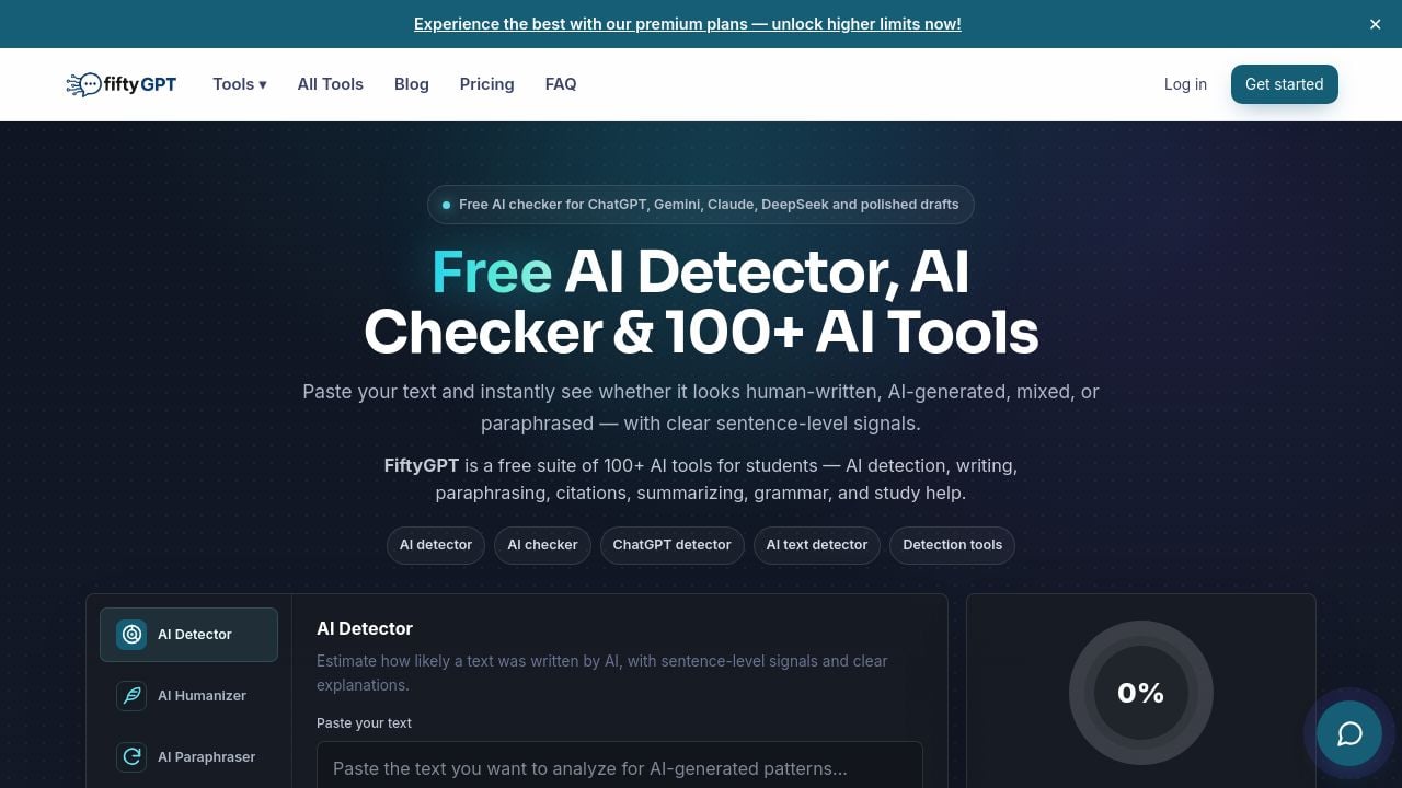 Screenshot of Fiftygpt.com