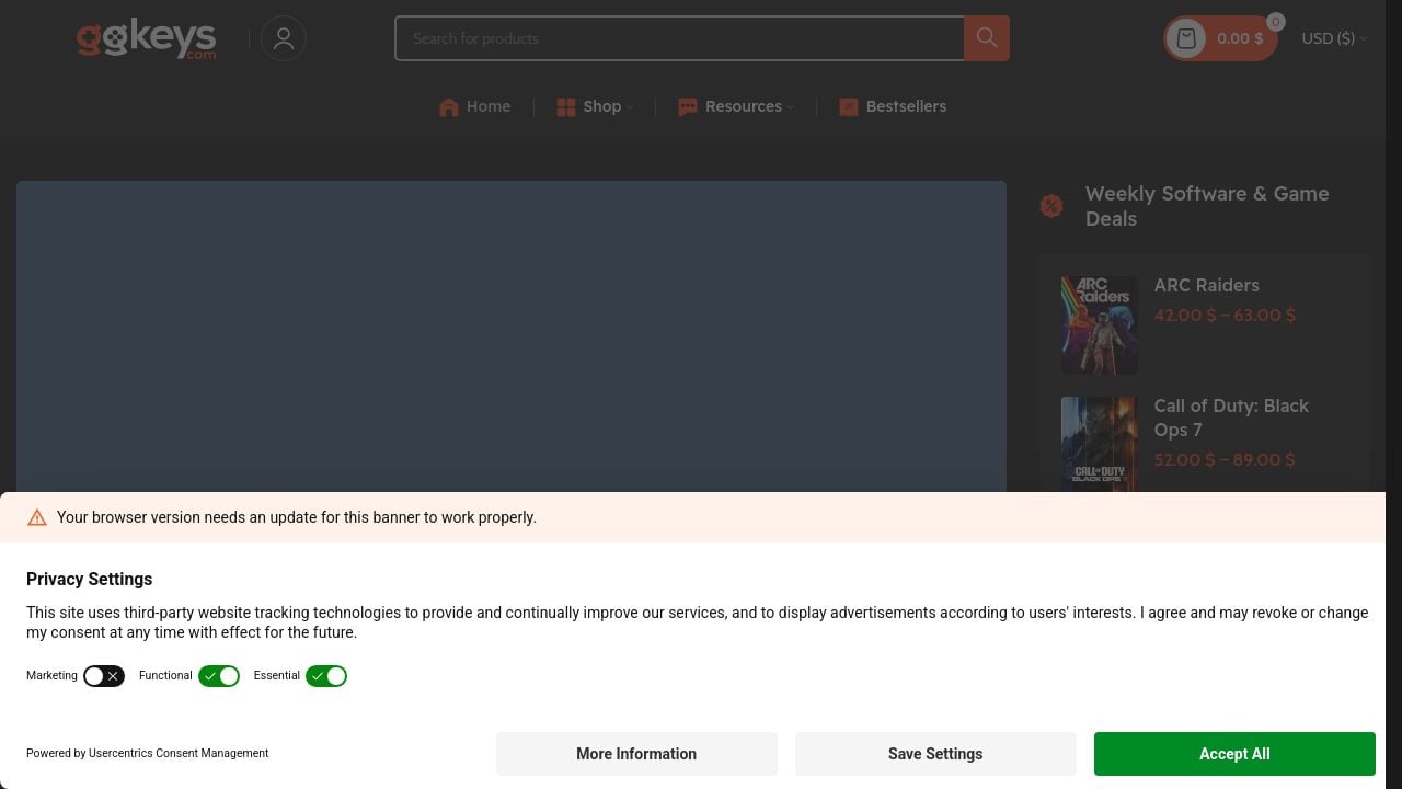 Screenshot of Ggkeys.com