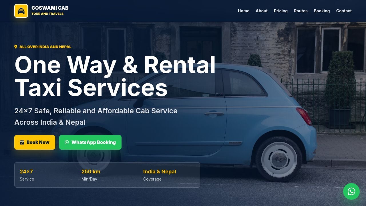 Screenshot of Goswamicab.com