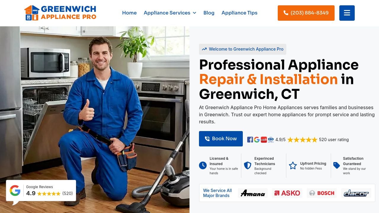 Screenshot of Greenwichappliancepro.com