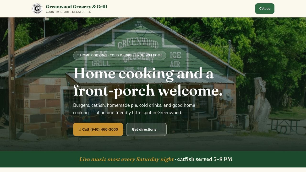 Screenshot of Greenwoodgroceryandgrill.com