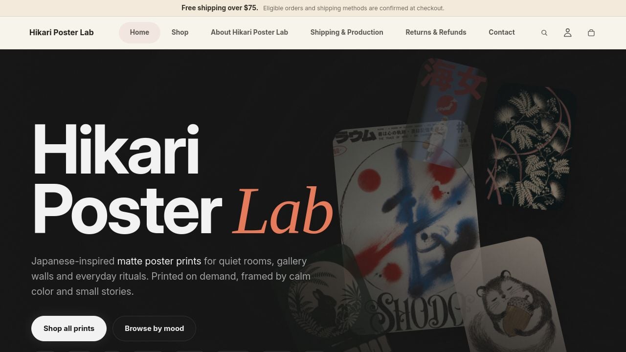 Screenshot of Hikariposterlab.com