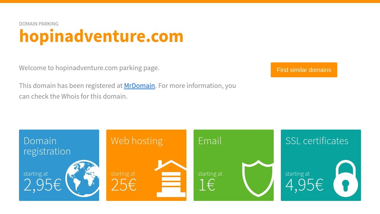 Screenshot of Hopinadventure.com